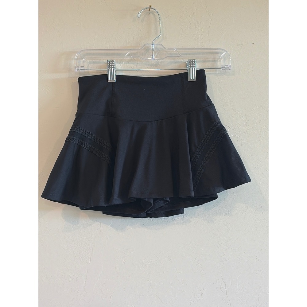 FP Movement Free People Black Skort Athletic Tennis Skirt Mesh Trim XS